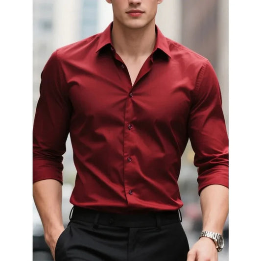 Men's Slim Fit Button-Down Shirt for Business & Casual Style