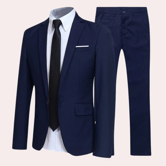 Men's Slim Fit Two-Piece Suit for All-Season Formal Wear