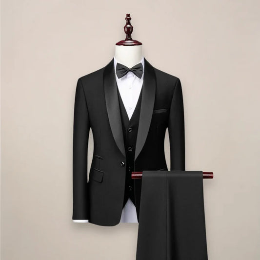 Men's Slim Fit 3-Piece Tuxedo for Formal Events