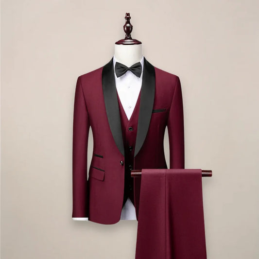 Men's Slim Fit 3-Piece Tuxedo for Formal Events