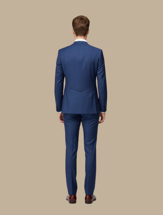 Men's Slim Fit Navy Three-Piece Suit for Formal Events