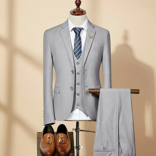 Men's Slim Fit Three-Piece Suit for Formal Events & Weddings