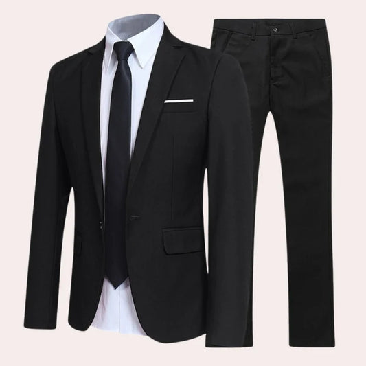 Men's Slim Fit Two-Piece Suit for All-Season Formal Wear