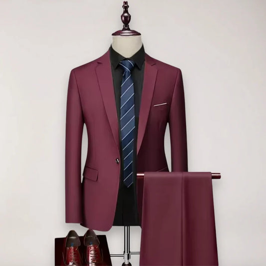 Men's Tailored Two-Piece Suit Set - Blazer & Trousers for Business & Formal Events