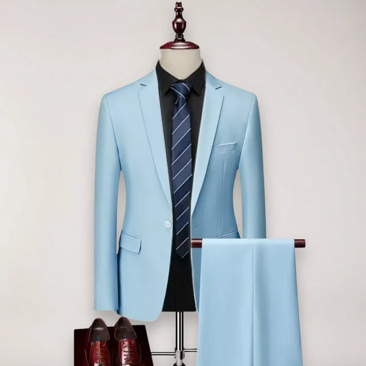 Men's Tailored Two-Piece Suit Set - Blazer & Trousers for Business & Formal Events